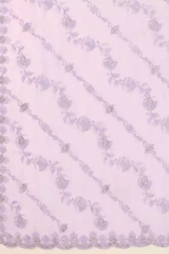 Trendmalls Chiffon Embroidery Zarkan Work Saree with Unstitched Blouse Piece