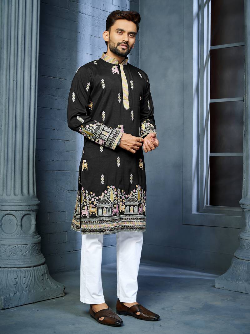 Trendy daaman concept cotton kurta-pyjama for men's