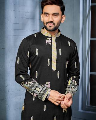Trendy daaman concept cotton kurta-pyjama for men's 4