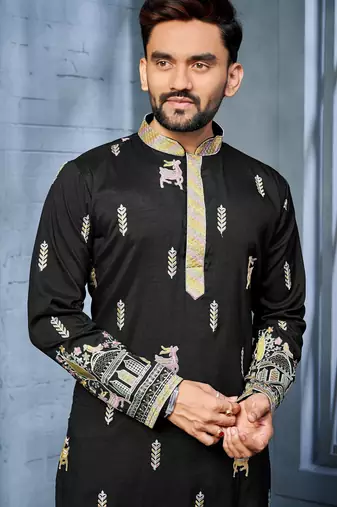Trendy daaman concept cotton kurta-pyjama for men's