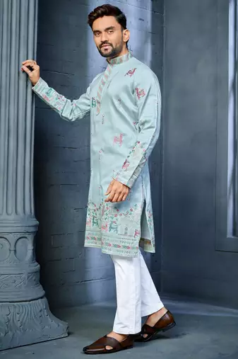Trendy daaman concept cotton kurta-pyjama for men's