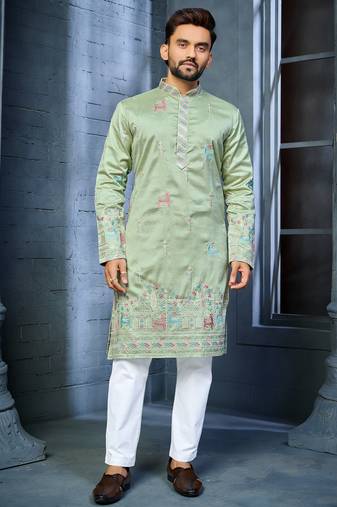 Trendy daaman concept cotton kurta-pyjama for men's