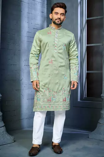 Trendy daaman concept cotton kurta-pyjama for men's