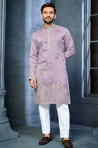 Trendy daaman concept cotton kurta-pyjama for men's