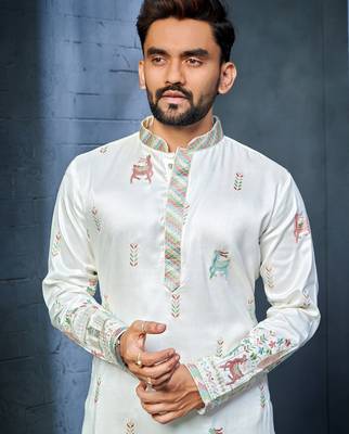 Trendy daaman concept cotton kurta-pyjama for men's 4