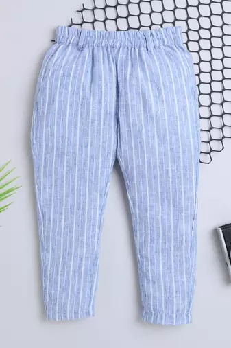 Blue cotton printed jogger for boys