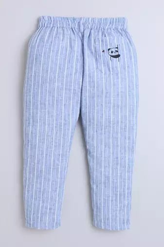 Blue cotton printed jogger for boys