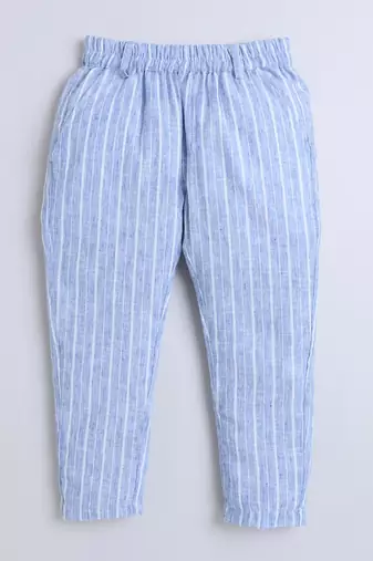 Blue cotton printed jogger for boys