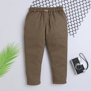 Brown cotton printed jogger for boys 1