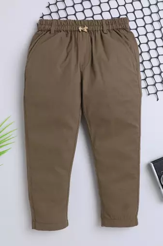 Brown cotton printed jogger for boys