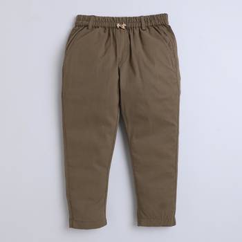 Brown cotton printed jogger for boys 4