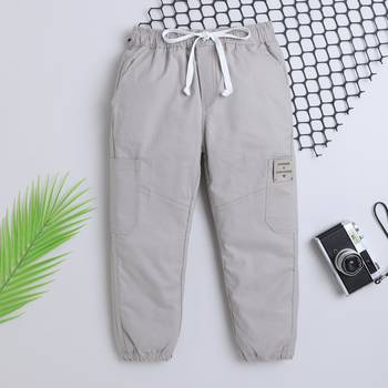 Grey cotton printed jogger for boys 1