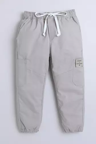 Grey cotton printed jogger for boys