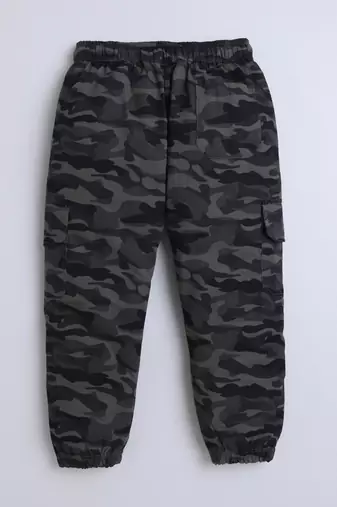 Grey cotton printed jogger for boys