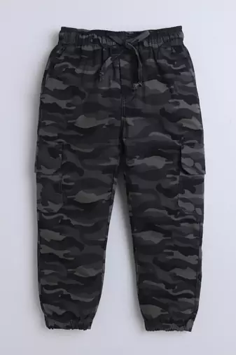 Grey cotton printed jogger for boys