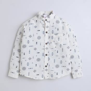 White cotton printed shirt for boys 1