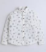 White cotton printed shirt for boys