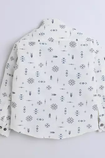 White cotton printed shirt for boys