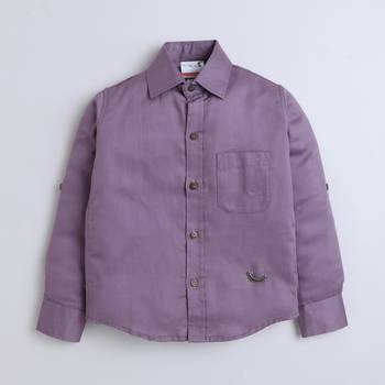 Purple cotton printed shirt for boys 1