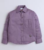 Purple cotton printed shirt for boys