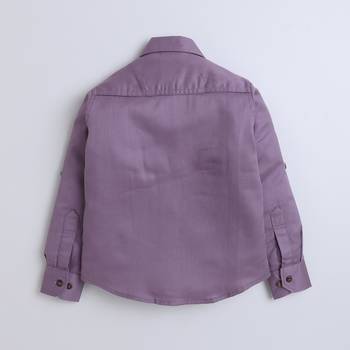 Purple cotton printed shirt for boys 2