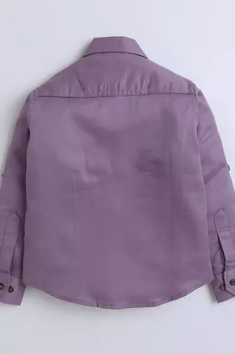Purple cotton printed shirt for boys