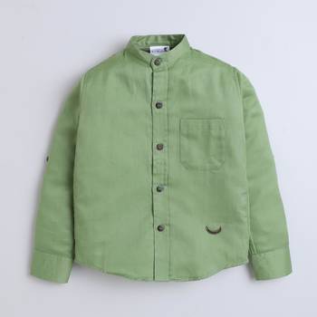 Green cotton printed shirt for boys 1