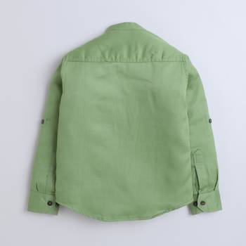 Green cotton printed shirt for boys 2