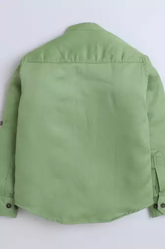 Green cotton printed shirt for boys