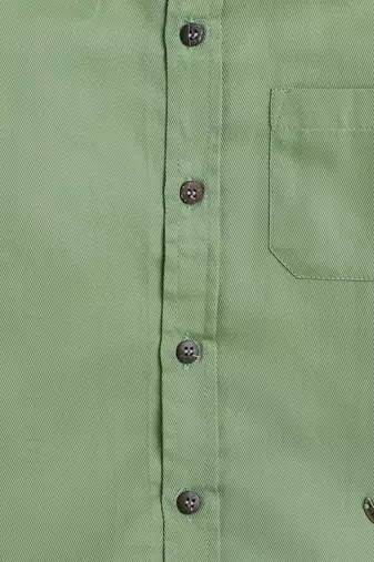 Green cotton printed shirt for boys