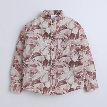 Brown cotton printed shirt for boys 1