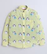 Yellow cotton printed shirt for boys
