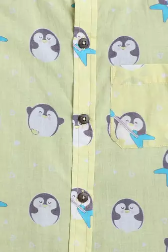 Yellow cotton printed shirt for boys