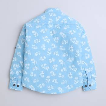 Blue cotton printed shirt for boys 2