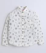 Beige cotton printed shirt for boys