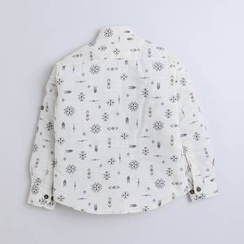Beige cotton printed shirt for boys 2