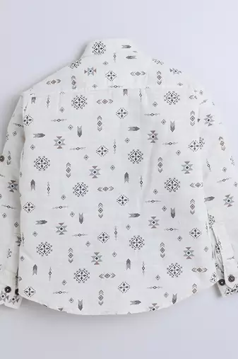 Beige cotton printed shirt for boys