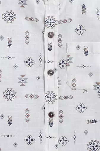 Beige cotton printed shirt for boys