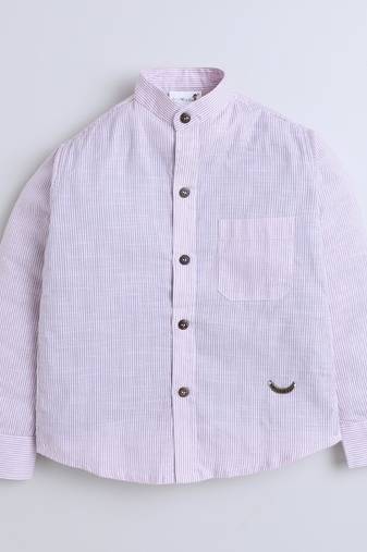 Pink cotton printed shirt for boys