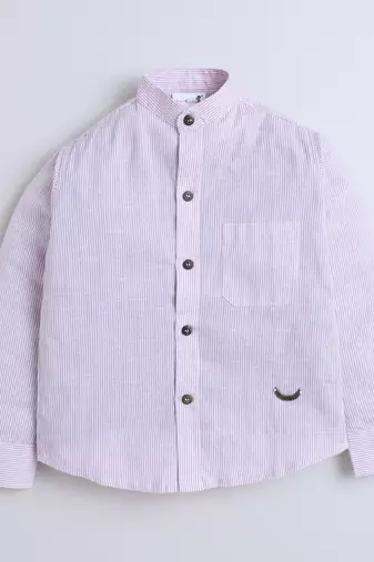Pink cotton printed shirt for boys