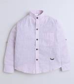 Pink cotton printed shirt for boys