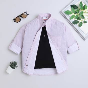 Pink cotton printed shirt for boys 4