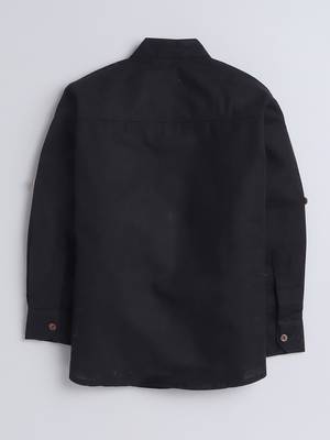 Black cotton printed shirt for boys 3