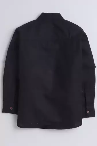 Black cotton printed shirt for boys