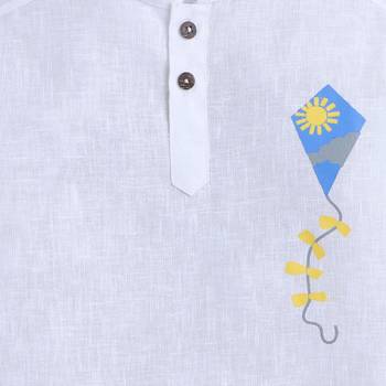 White cotton printed kurta pajama for boys 4