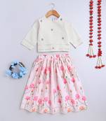 Pink cotton printed lehnga choli for girls