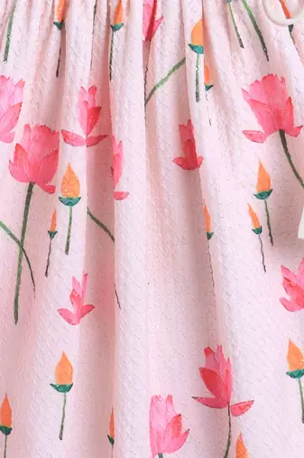 Pink cotton printed lehnga choli for girls