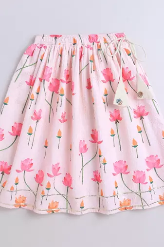 Pink cotton printed lehnga choli for girls
