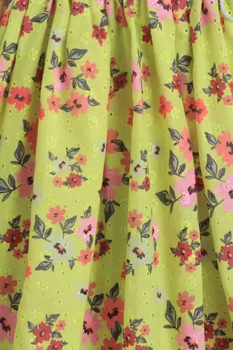 Green cotton printed lehnga choli for girls