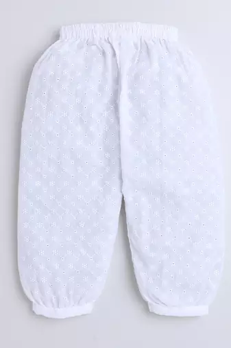 Blue cotton printed top and pant set for girls